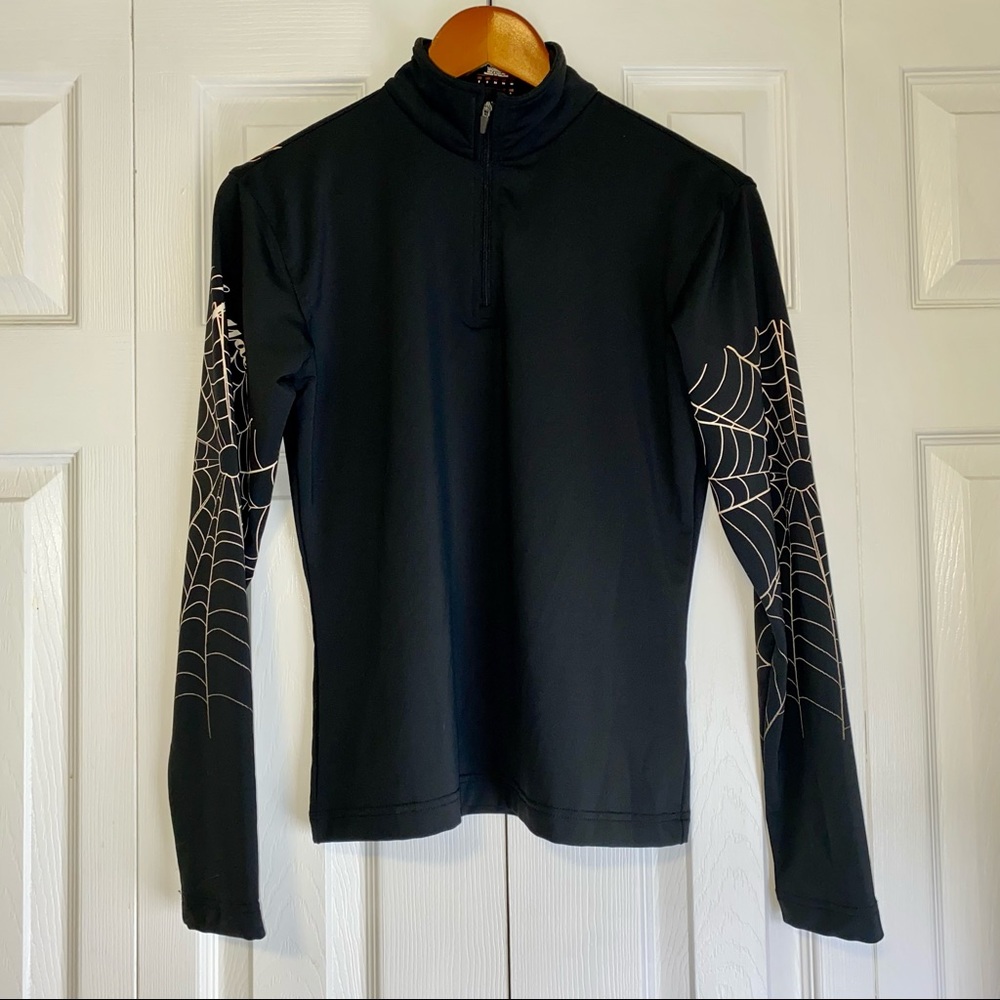 Women’s Spyder zip neck pullover web print sleeves